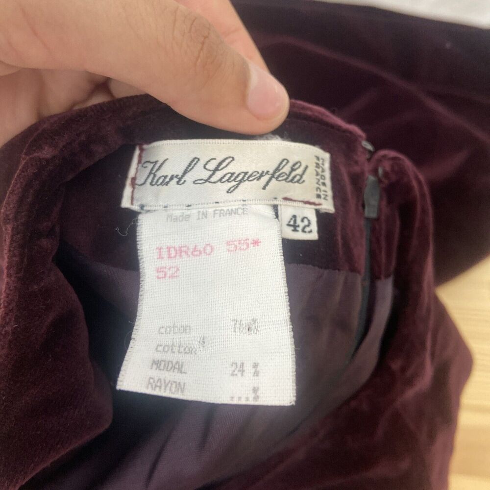 Karl Lagerfeld Burgundy Velvet Dress Size 42 /large/14 - Picture 8 of 9